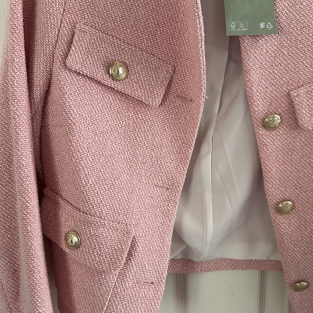 COQUETTE AESTHETIC SOLD OUT H&M LADY JACKET TEXTURED TWEED STYLE XS NWT 🌸🎀🩰✨ - Picture 8 of 9